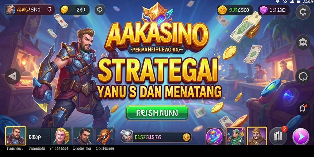 Screenshot gameplay AAKASINO yang menggambarkan strategi dan pertempuran.