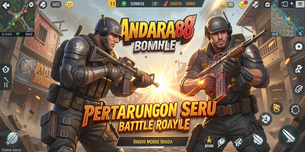 Tangkapan layar dari gameplay mendebarkan ANDARA88 dalam pertempuran Battle Royale.