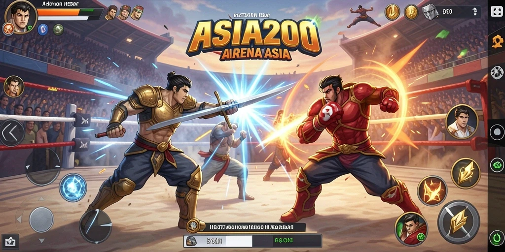 Screenshot dari gameplay <strong>ASIA200</strong> menampilkan pertarungan seru antara dua karakter.