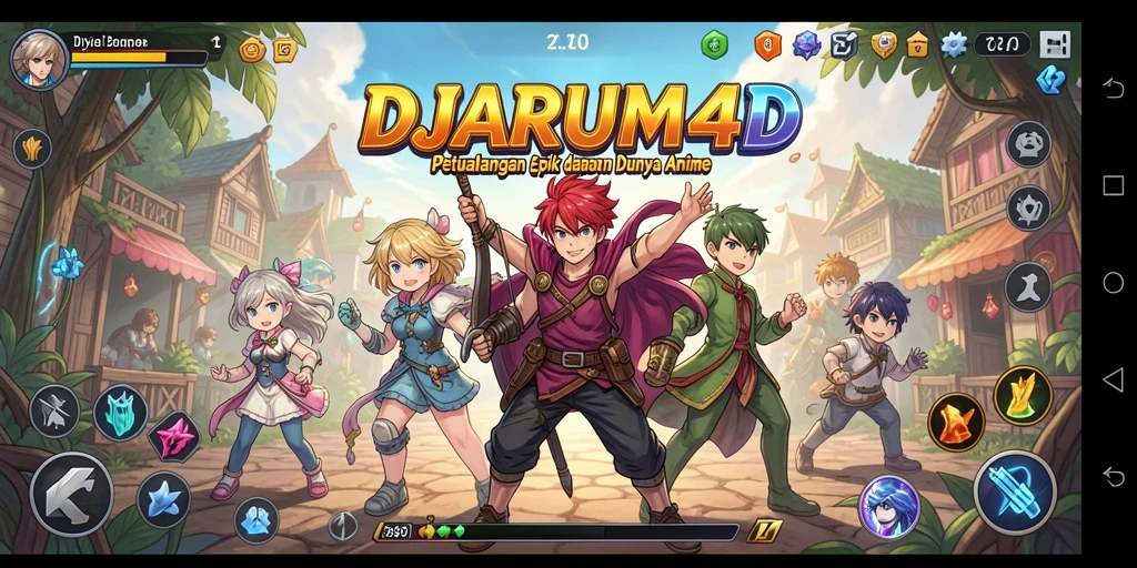 Screenshot gameplay DJARUM4D menampilkan aksi seru karakter anime.