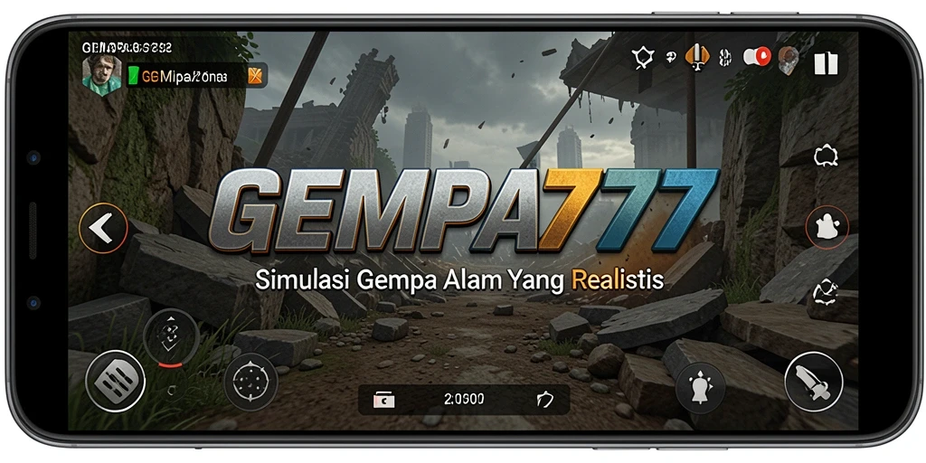 Screenshot utama menunjukkan gameplay mendebarkan dalam simulasi gempa bumi.