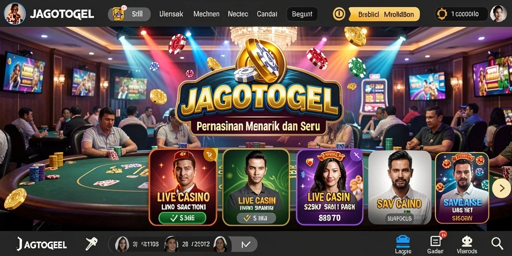 Tampilan antarmuka interaktif permainan Live Casino JAGOTOGEL.