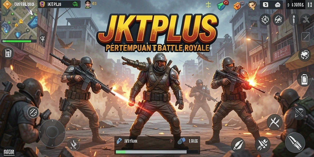 Screenshot JKTPLUS menampilkan aksi pertempuran intens di pulau.