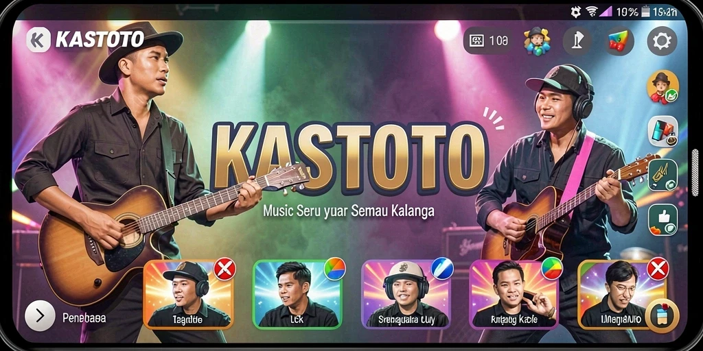 Tampilan gameplay KASTOTO yang menarik dengan berbagai pilihan lagu.