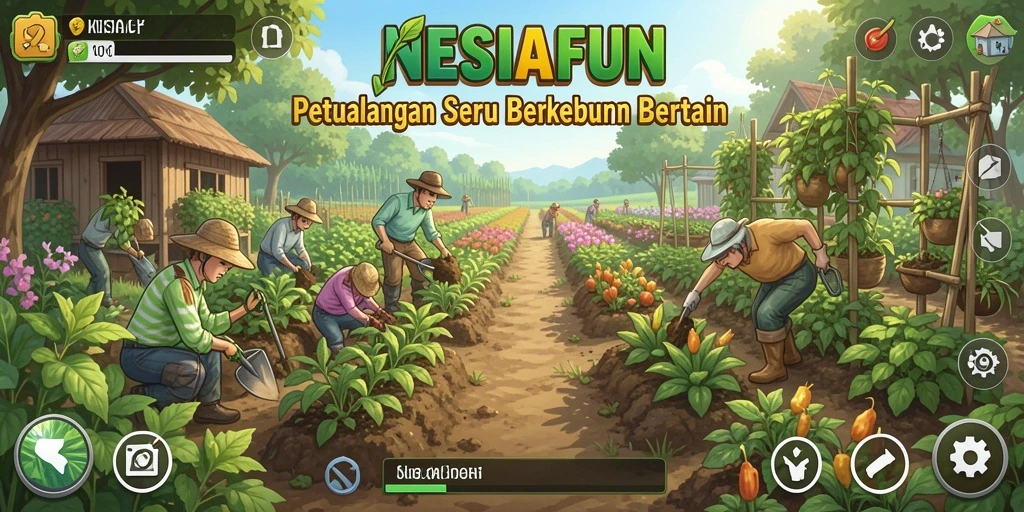 Tangkapan layar gameplay <strong>NESIAFUN</strong> saat berkebun yang seru dan interaktif.