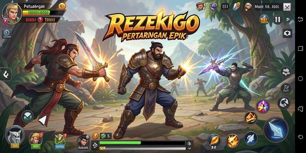 Tampilan menegangkan dari pertarungan karakter di REZEKIGO.