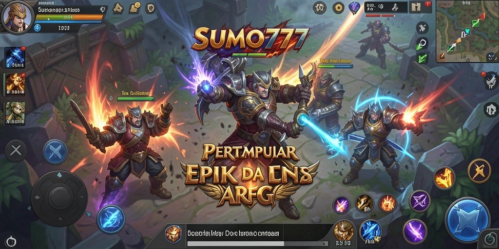 Screenshot utama menunjukkan pertempuran epik dalam SUMO777.