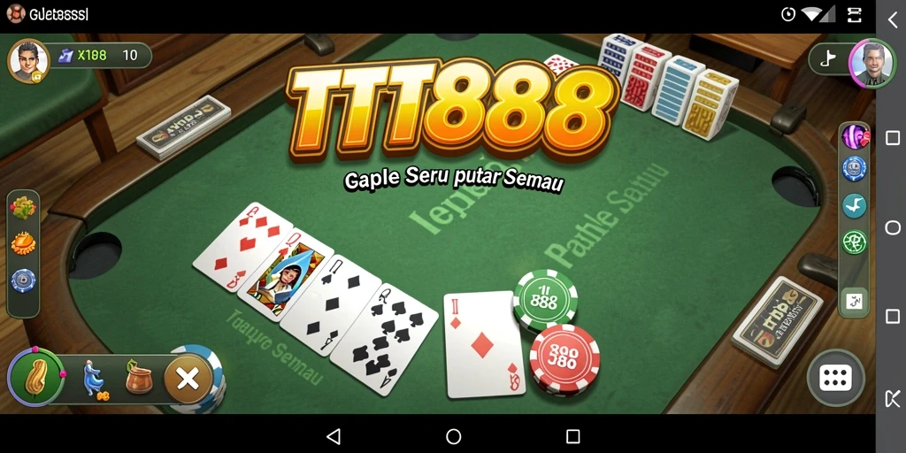 Screenshot TTT888 menampilkan aksi permainan Gaple yang seru dan mendebarkan.